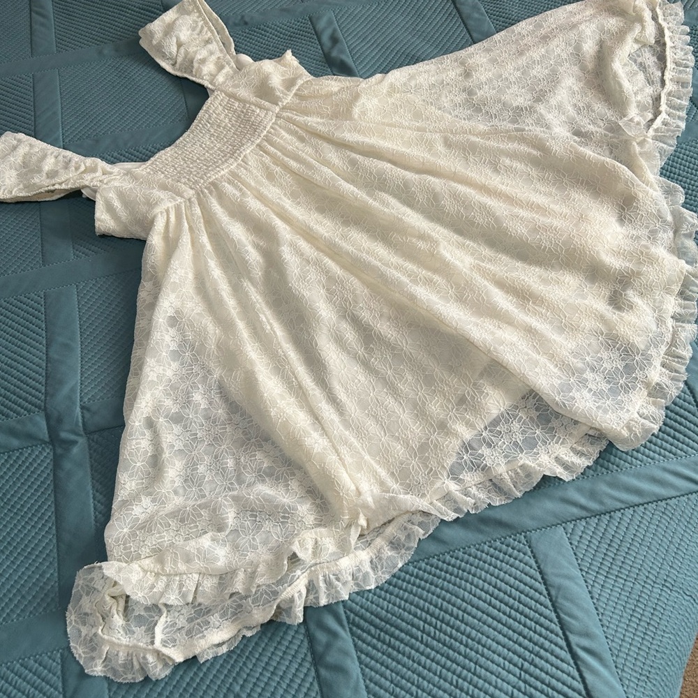 Wild Fable White Floral Lace Babydoll Mini Dress - Size Medium - Picture 5 of 5